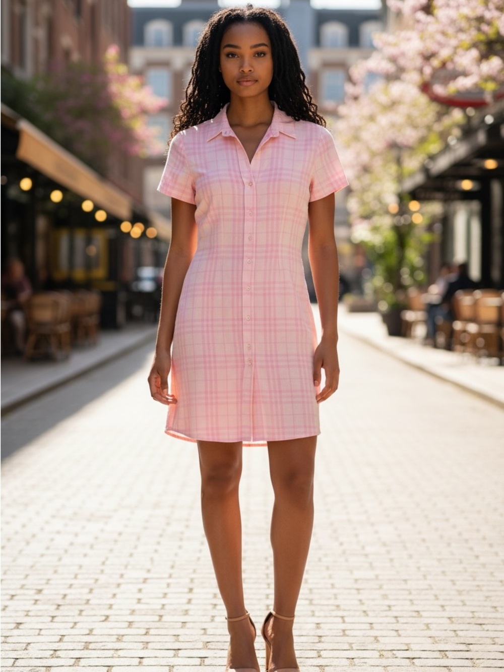Vintage Burberry London Pink Nova Check 100% Linen Shirt Dress | Made in Italy |